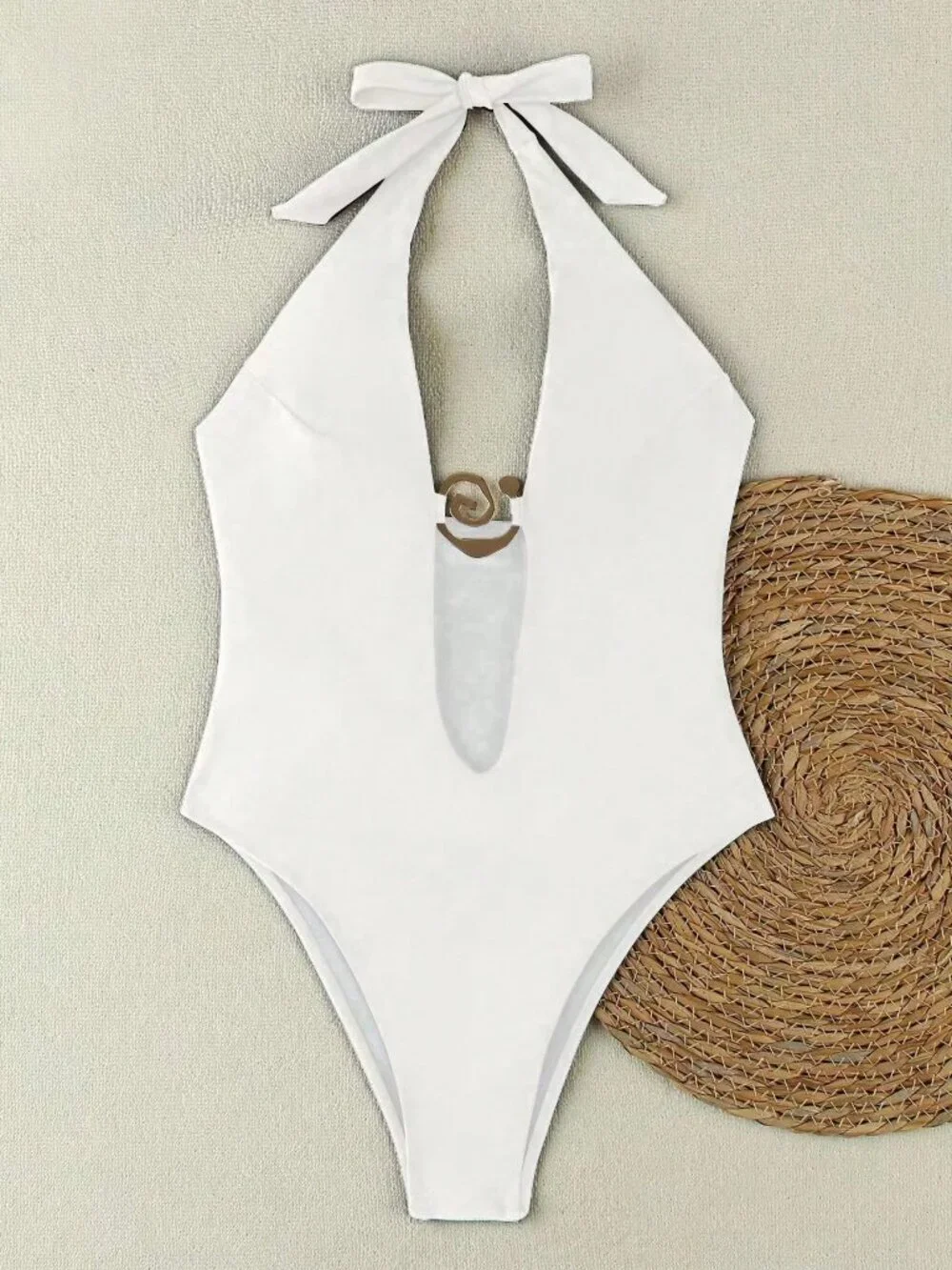 White Casual Sexy Elegant Beach Vacation Women's One-Piece Swimsuit